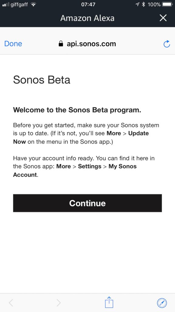 Entering the Sonos Beta program