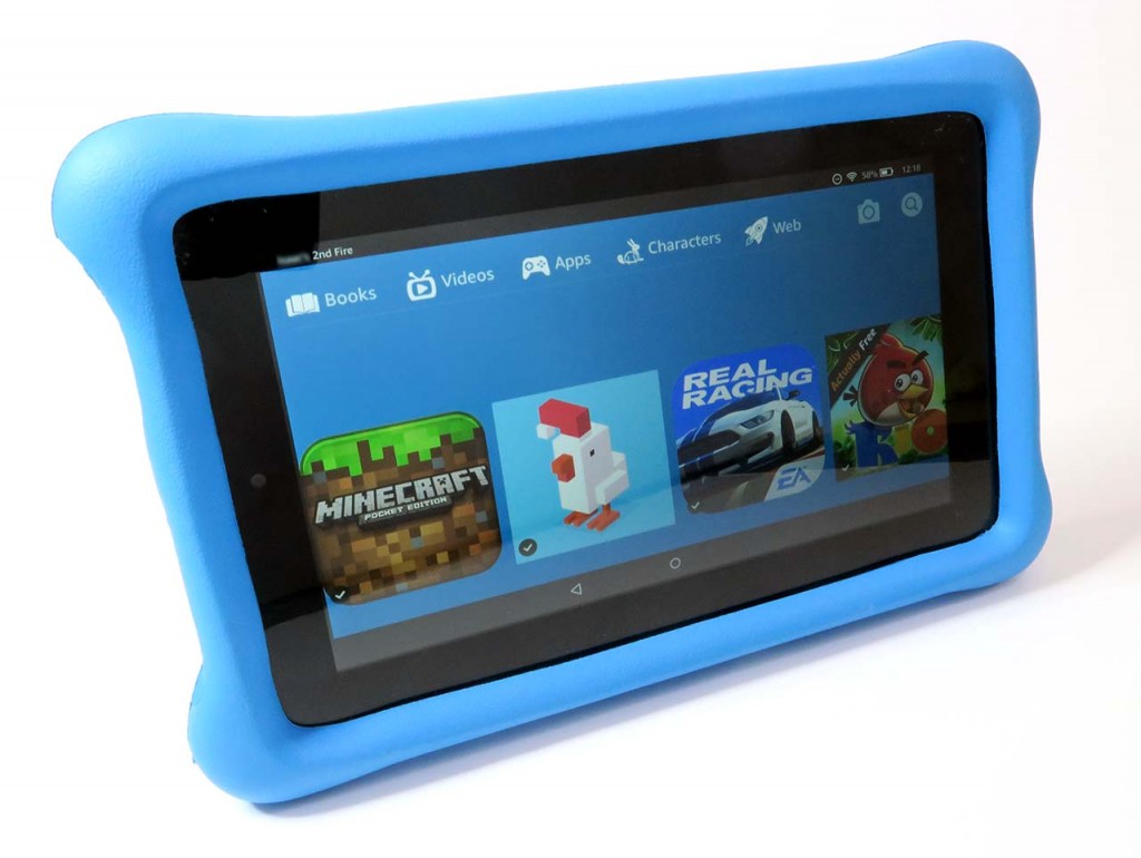 Kindle Fire with bumper case. Child's account.
