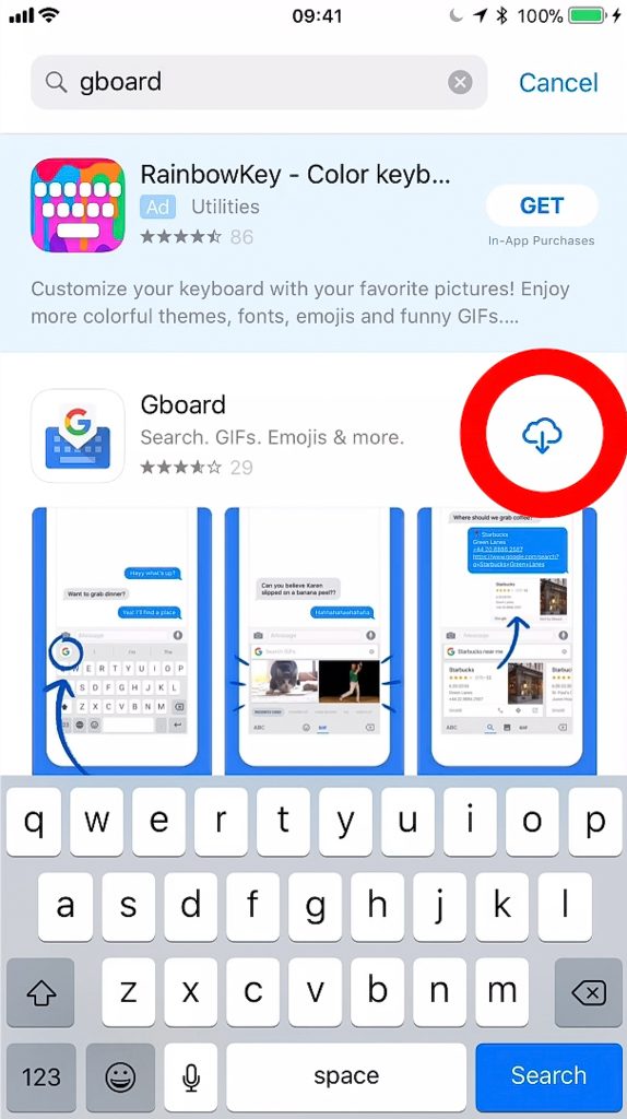 Install Gboard from the App store