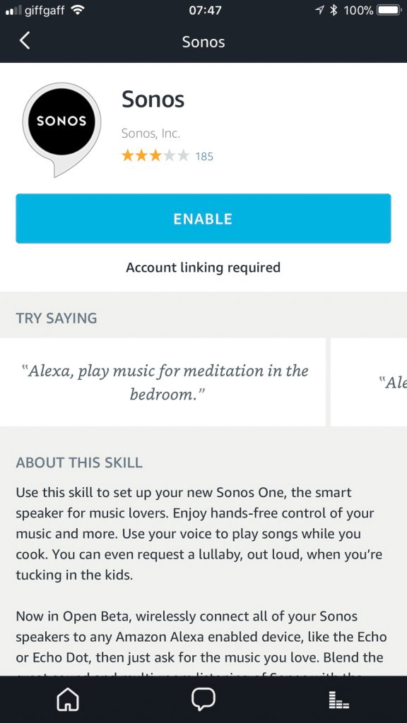 Download the Sonos skill